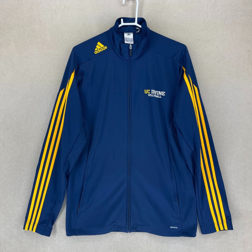 Adidas UC Irvine Volleyball Track Jacket Navy Yellow Climalite Mens LT